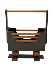 1930s Art Deco Magazine Rack, Black Lacquered Beech, Dutch Design